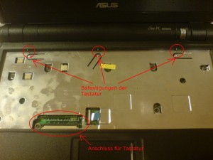 EeePC Reperatur - Haltepunkte und Flex-Buchse