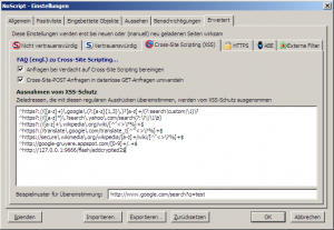 NoScript Einstellungen XSS